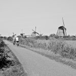 biking by the windmills, Kinderdijk, Netherlands