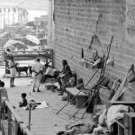 black and white photo of Varanasi India