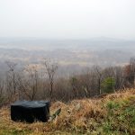 view on North Korea from the DMZ on a rainy day