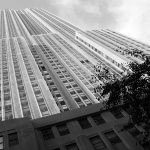 black and white photograph of the empire state building in new york city NYC USA