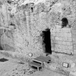 entrance of the tomb of Jesus in the Garden Tomb in Jerusalem