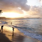 amazing sunset on the beach in Pipa at the Bahia dos Golfinhos