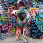 painted little guy in the graffiti street in Ghent Belgium