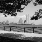 view of new york city NYC USA in black and white
