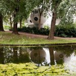 reflections of the Bolwoningen housing shaped as balls in den Bosch the Netherlands