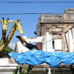 left over of carnival items after the carnival in Olinda Brazil