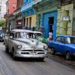 old cars in la havana cuba a standart street scene in Cuba