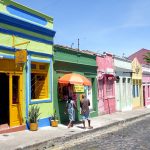 people in the streets of Olinda, a colorful well preserved colonial town in Pernambuco Brazil