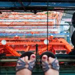 looking down at my feet from the Tokyo Tower in japan