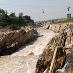 view on the Narmada river, the Marble rocks and the cable cars by Jabalpur in central India
