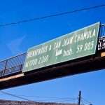 sign arriving at the village of San Juan de Chamula in Chiapas Mexico altitude 2260 meters 59005 inhabitants