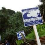 Tsunami Hazard Zone sign in Krabi Maya Bay in Thailand