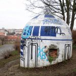 R2-D2 star wars robot in prague painted on an old bunker by unknown artists