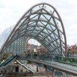 Bridge of Peace in Tbilisi capital of Georgia, made of glass and steel