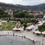 Rike park in Tbilisi in the new part of the Georgian capital, in the back there is the bridge of Peace