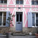a detail of a house in the most colorful street in Paris, rue Cremieux
