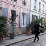 walking in rue Cremieux in november 2019 in Paris, the most colorful street of the french capital